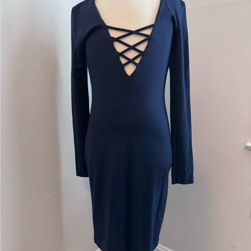 Amanda Uprichard Navy Criss-Cross Dress
